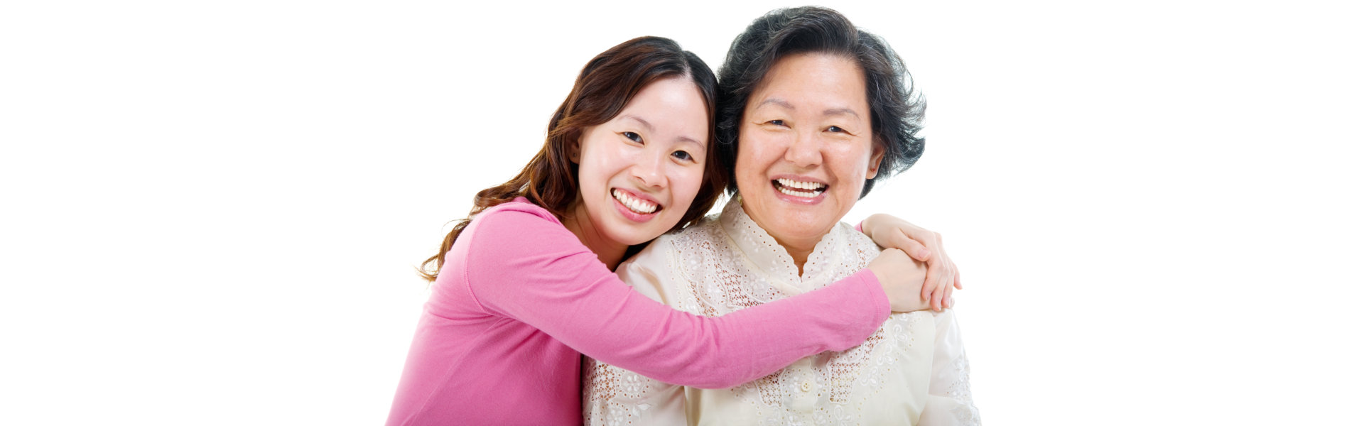 caregiver hugging the senior happily